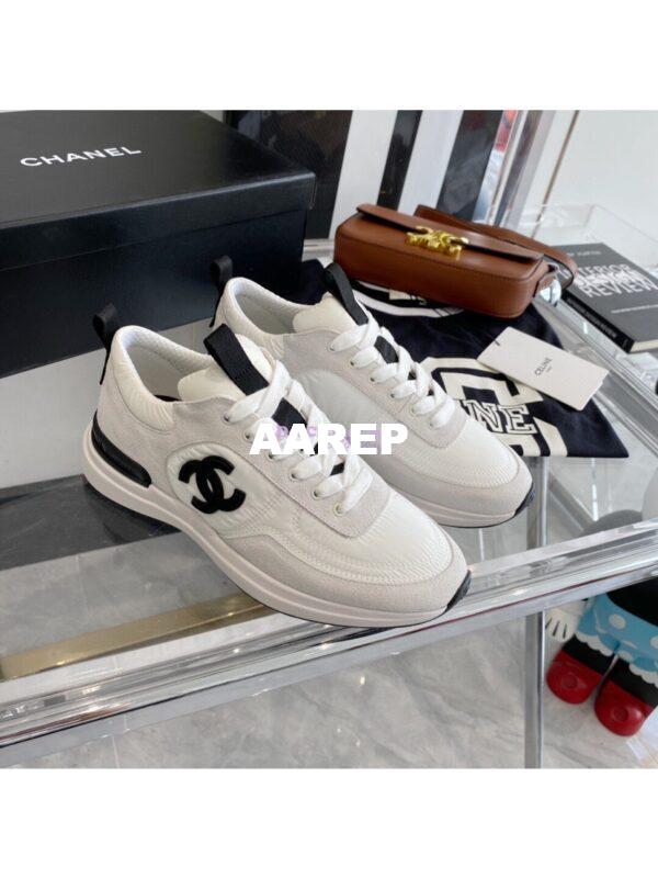 Replica Chanel Suede Calfskin & Nylon Sneakers G37122 Ivory
