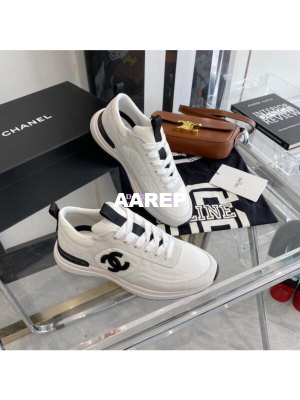 Replica Chanel Suede Calfskin & Nylon Sneakers G37122 Ivory 4