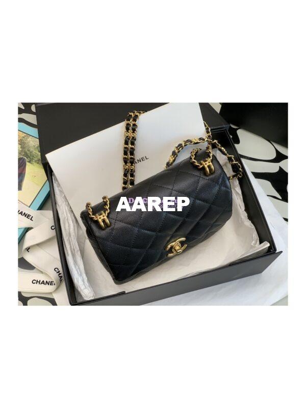 Replica Chanel Caviar Small Flap Bag AS3580 Black 4