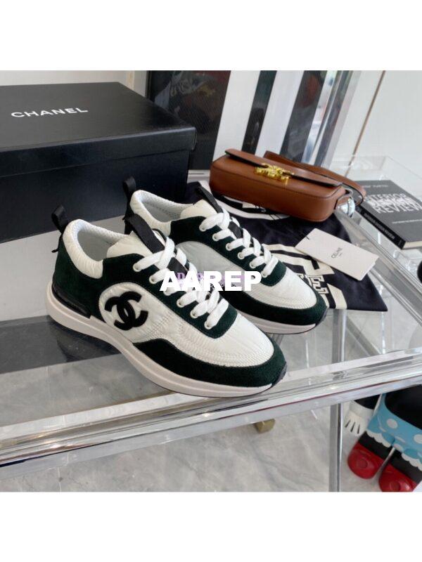 Replica Chanel Suede Calfskin & Nylon Sneakers G37122 Green