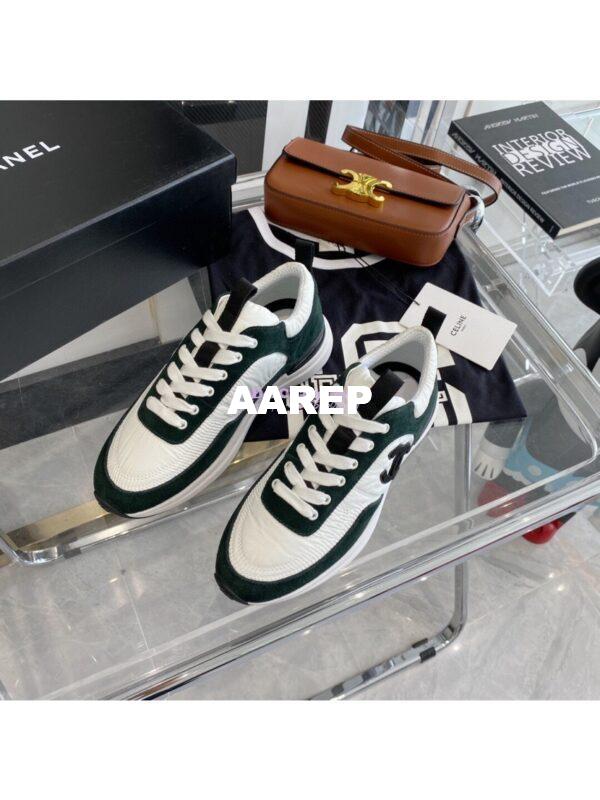 Replica Chanel Suede Calfskin & Nylon Sneakers G37122 Green 2