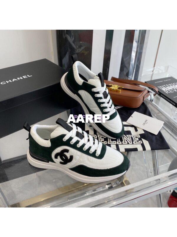 Replica Chanel Suede Calfskin & Nylon Sneakers G37122 Green 3