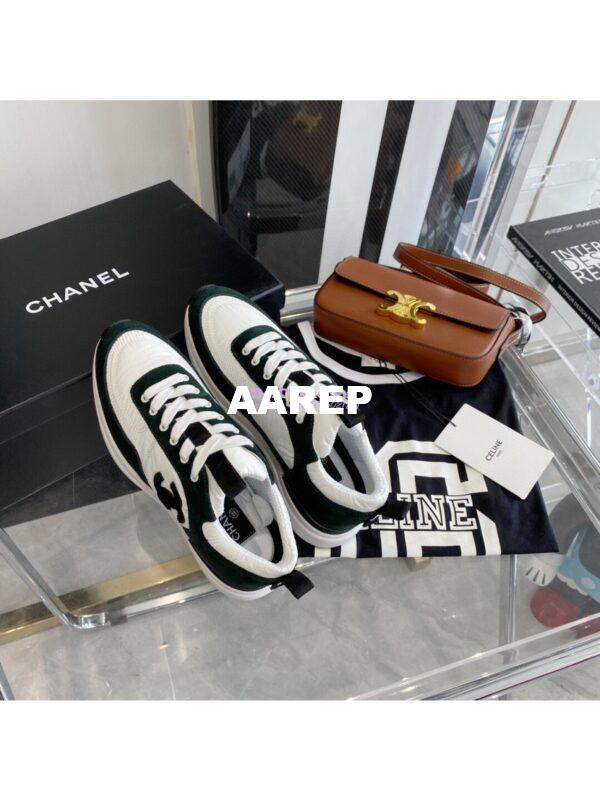 Replica Chanel Suede Calfskin & Nylon Sneakers G37122 Green 4