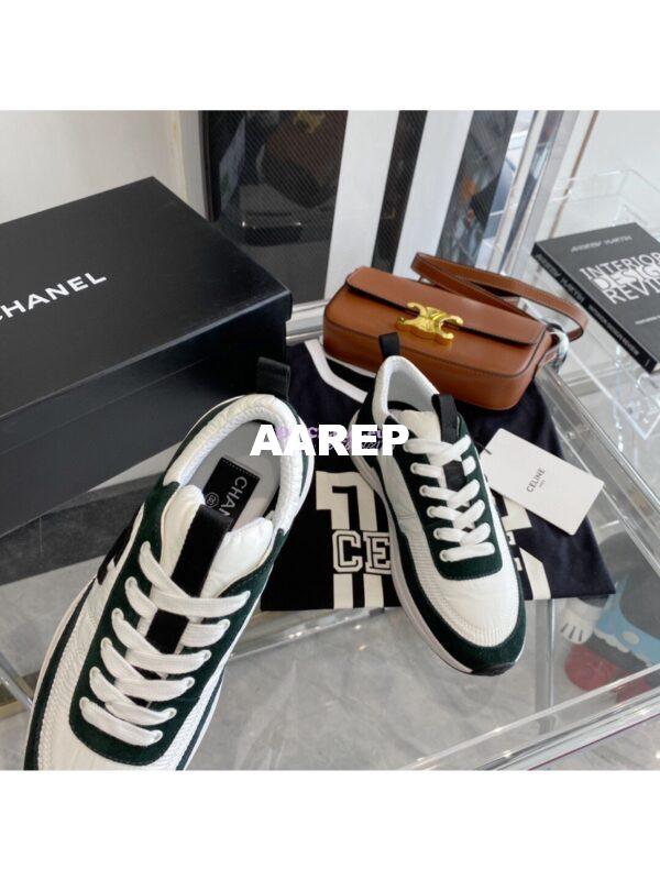 Replica Chanel Suede Calfskin & Nylon Sneakers G37122 Green 6