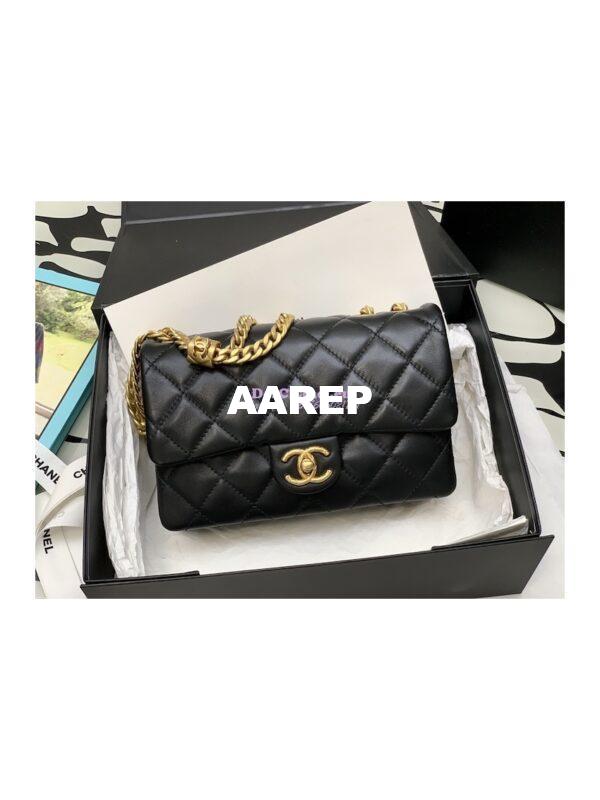Replica Chanel Small Flap Bag Lambskin AS3393 Black 2