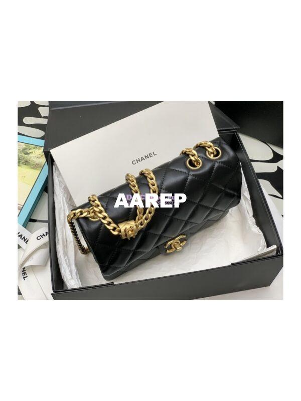 Replica Chanel Small Flap Bag Lambskin AS3393 Black 3
