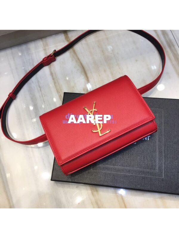 Replica Saint Laurent YSL Kate Belt Bag In Smooth Leather 534395 Red 3