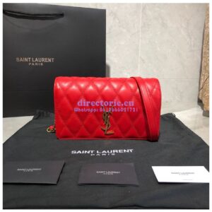 Replica Saint Laurent YSL Angie Chain Bag In Diamond-quilted Lambskin 568906 Red