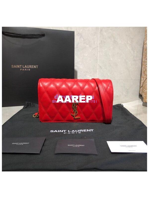 Replica Saint Laurent YSL Angie Chain Bag In Diamond-quilted Lambskin 568906 Red 3
