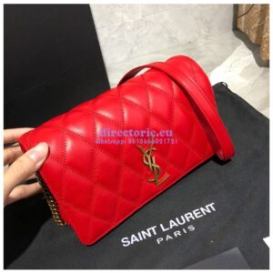 Replica Saint Laurent YSL Angie Chain Bag In Diamond-quilted Lambskin 568906 Red 2