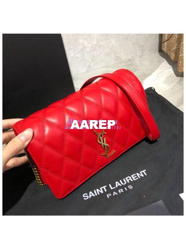 Replica Saint Laurent YSL Angie Chain Bag In Diamond-quilted Lambskin 568906 Red 4