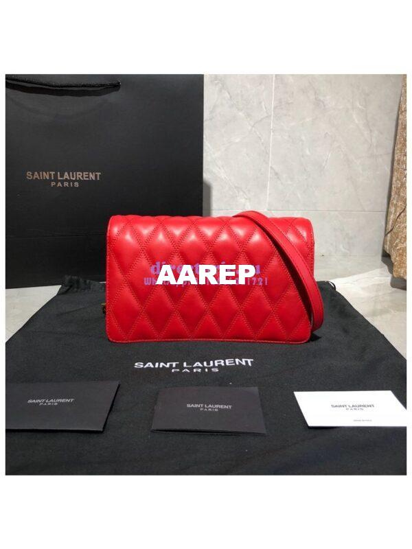Replica Saint Laurent YSL Angie Chain Bag In Diamond-quilted Lambskin 568906 Red 7