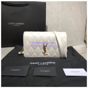 Replica Saint Laurent YSL Angie Chain Bag In Diamond-quilted Lambskin 568906 Blanc