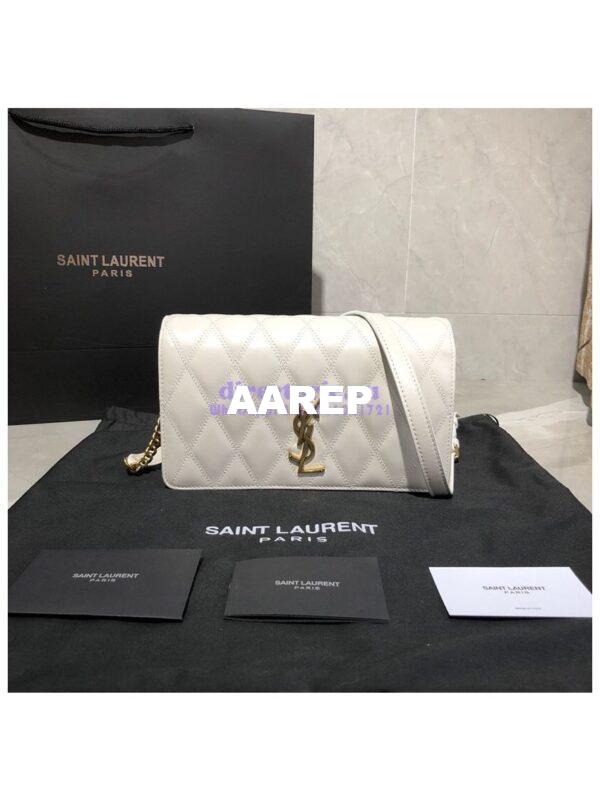 Replica Saint Laurent YSL Angie Chain Bag In Diamond-quilted Lambskin 568906 Blanc 3