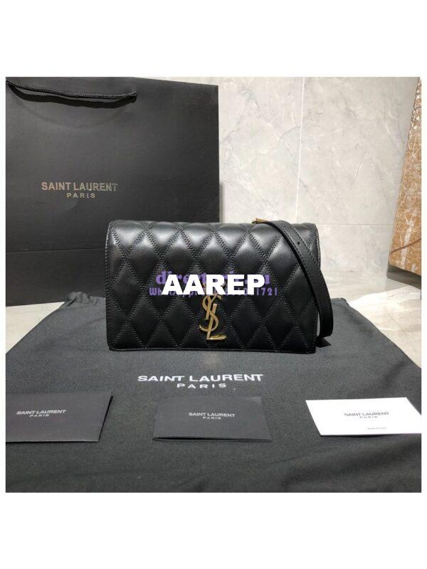 Replica Saint Laurent YSL Angie Chain Bag In Diamond-quilted Lambskin 568906 Black 3