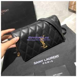 Replica Saint Laurent YSL Angie Chain Bag In Diamond-quilted Lambskin 568906 Black 2