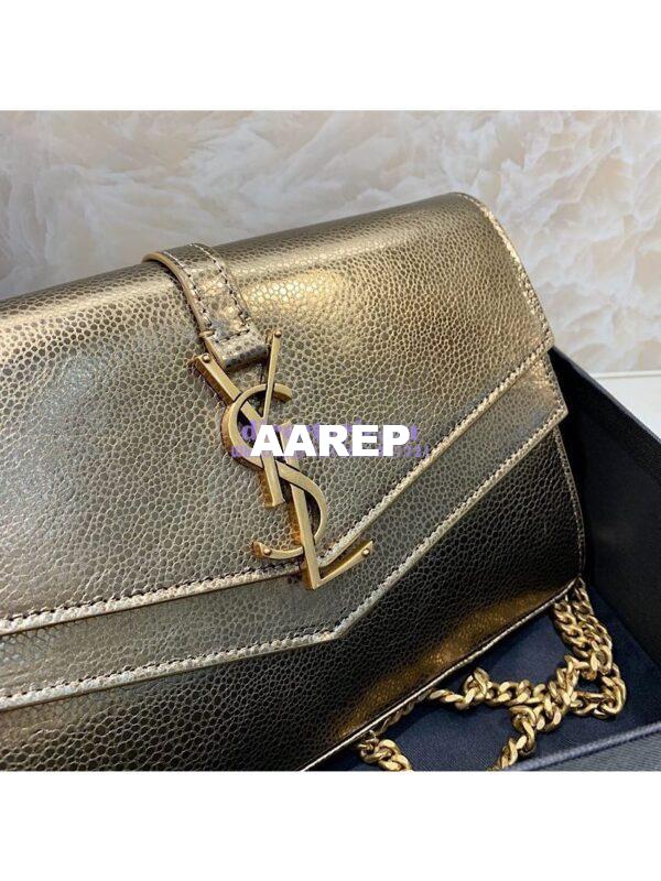 Replica Saint Laurent YSL Sulpice Chain Wallet In Smooth Leather 554763 Metallic Gold 5