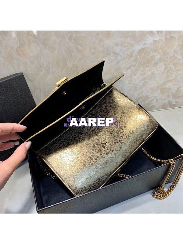 Replica Saint Laurent YSL Sulpice Chain Wallet In Smooth Leather 554763 Metallic Gold 6