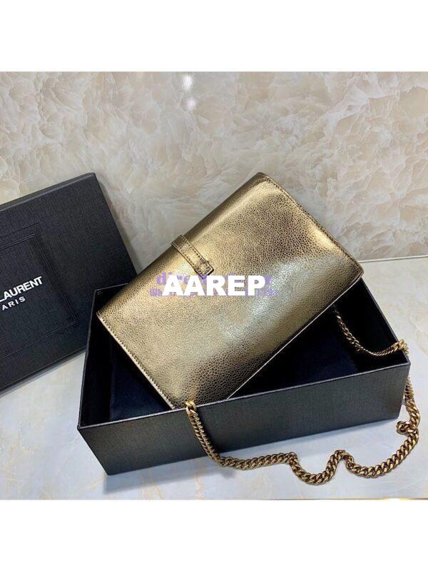 Replica Saint Laurent YSL Sulpice Chain Wallet In Smooth Leather 554763 Metallic Gold 11