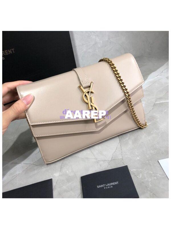 Replica Saint Laurent YSL Sulpice Chain Wallet In Smooth Leather 554763 Beige 4