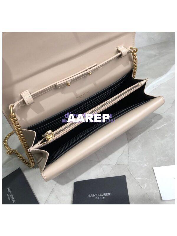 Replica Saint Laurent YSL Sulpice Chain Wallet In Smooth Leather 554763 Beige 10