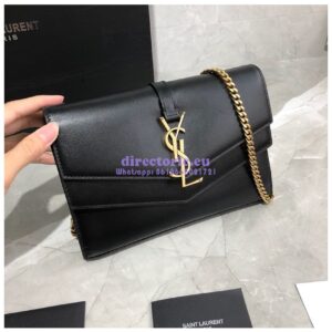 Replica Saint Laurent YSL Sulpice Chain Wallet In Smooth Leather 554763 Black 2