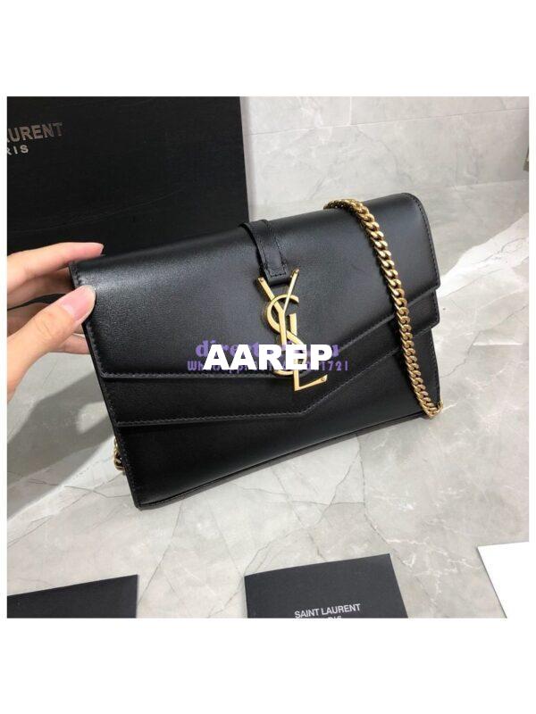 Replica Saint Laurent YSL Sulpice Chain Wallet In Smooth Leather 554763 Black 4