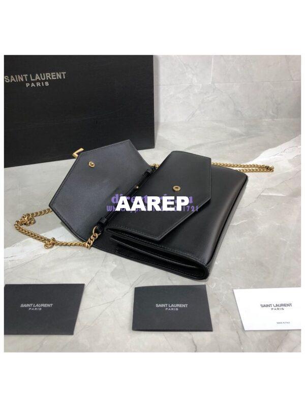 Replica Saint Laurent YSL Sulpice Chain Wallet In Smooth Leather 554763 Black 8