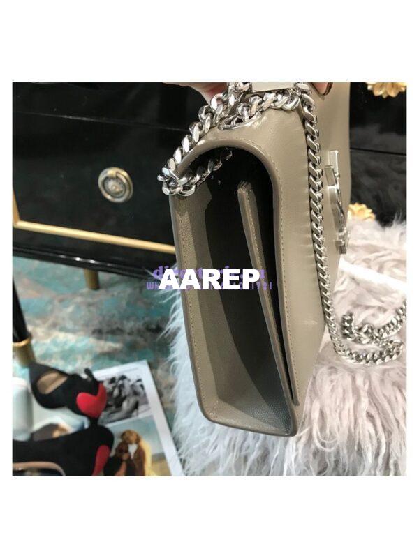 Replica YSL Saint Laurent Large Kate Chain Bag In Grey Grain De Poudre Textured Leather Silver Hardware 4