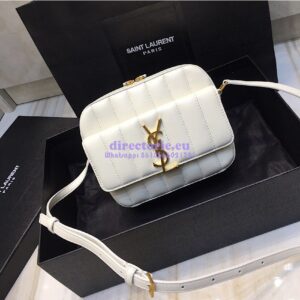 Replica Saint Laurent YSL Vicky Camera Bag In Quilted Lambskin 555052 White