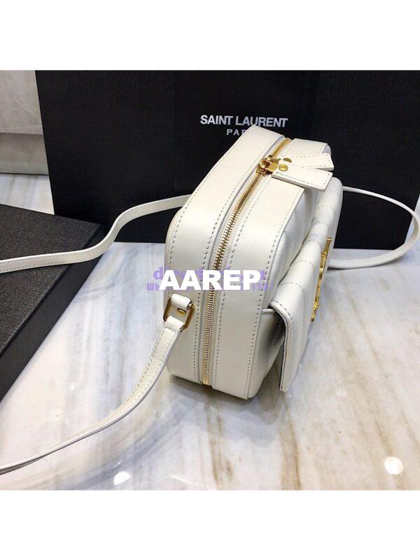Replica Saint Laurent YSL Vicky Camera Bag In Quilted Lambskin 555052 White 4