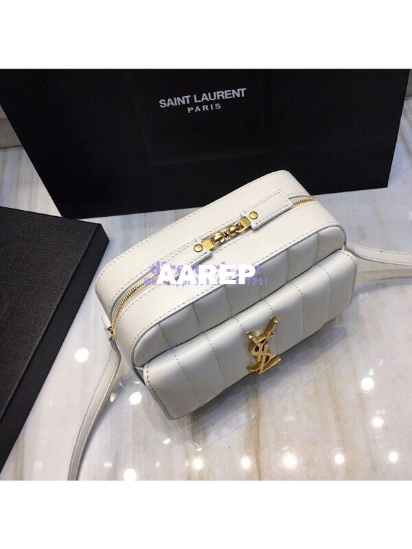 Replica Saint Laurent YSL Vicky Camera Bag In Quilted Lambskin 555052 White 5