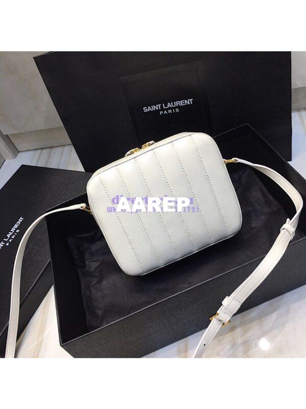 Replica Saint Laurent YSL Vicky Camera Bag In Quilted Lambskin 555052 White 9