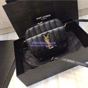 Replica Saint Laurent YSL Vicky Camera Bag In Quilted Lambskin 555052 Black