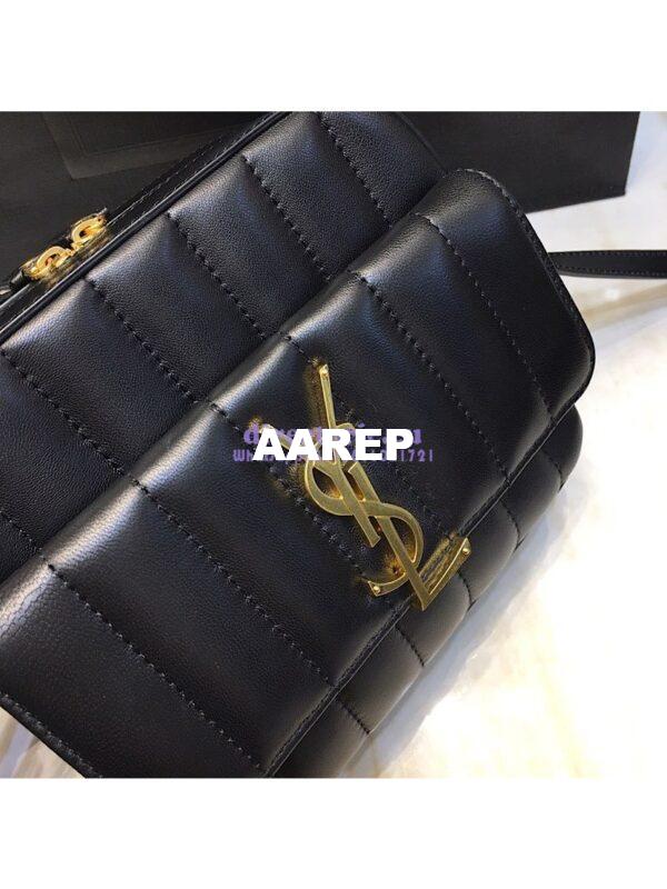 Replica Saint Laurent YSL Vicky Camera Bag In Quilted Lambskin 555052 Black 6