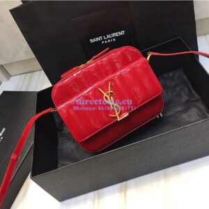 Replica Saint Laurent YSL Vicky Camera Bag In Quilted Patent Leather 555052 Red