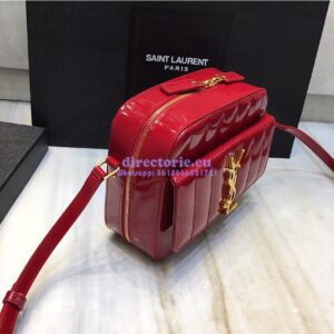Replica Saint Laurent YSL Vicky Camera Bag In Quilted Patent Leather 555052 Red 2
