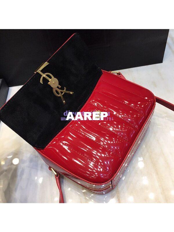 Replica Saint Laurent YSL Vicky Camera Bag In Quilted Patent Leather 555052 Red 7