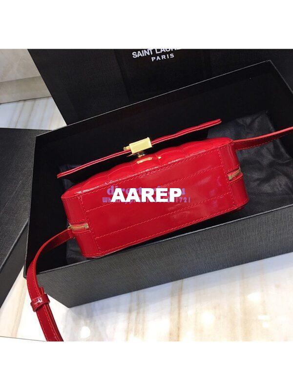 Replica Saint Laurent YSL Vicky Camera Bag In Quilted Patent Leather 555052 Red 9