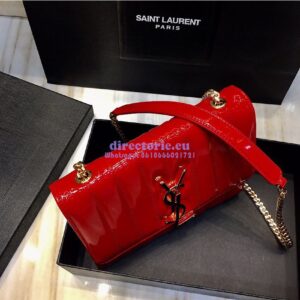 Replica Saint Laurent YSL Vicky Chain Wallet In Quilted Patent Leather 554125 Red 2