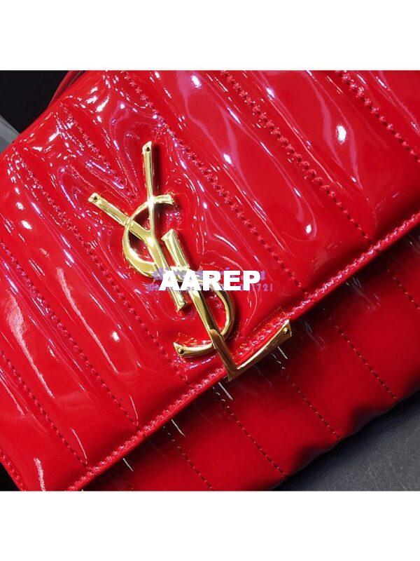 Replica Saint Laurent YSL Vicky Chain Wallet In Quilted Patent Leather 554125 Red 6