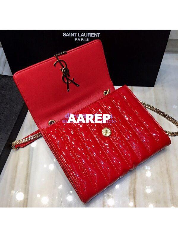 Replica Saint Laurent YSL Vicky Chain Wallet In Quilted Patent Leather 554125 Red 7