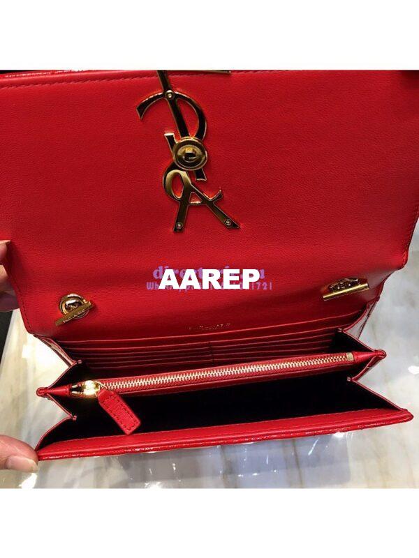 Replica Saint Laurent YSL Vicky Chain Wallet In Quilted Patent Leather 554125 Red 9