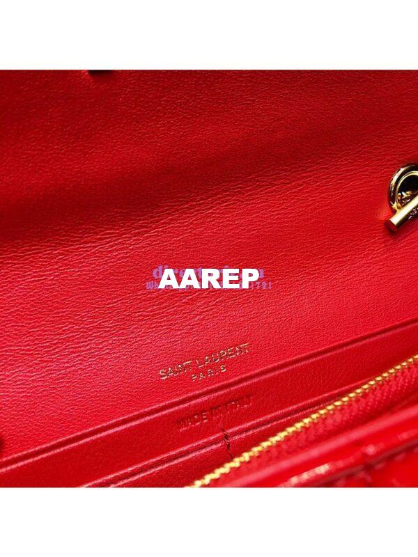 Replica Saint Laurent YSL Vicky Chain Wallet In Quilted Patent Leather 554125 Red 11