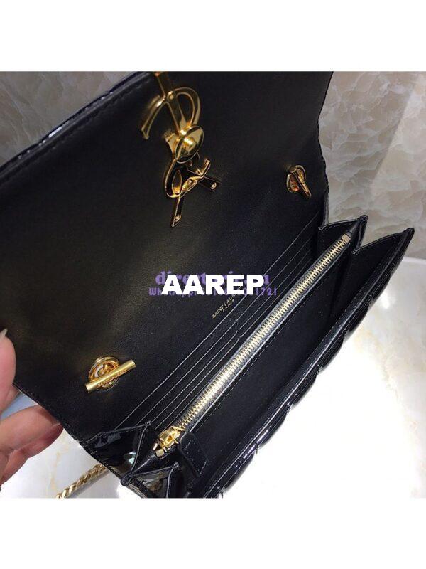 Replica Saint Laurent YSL Vicky Chain Wallet In Quilted Patent Leather 554125 Black 7