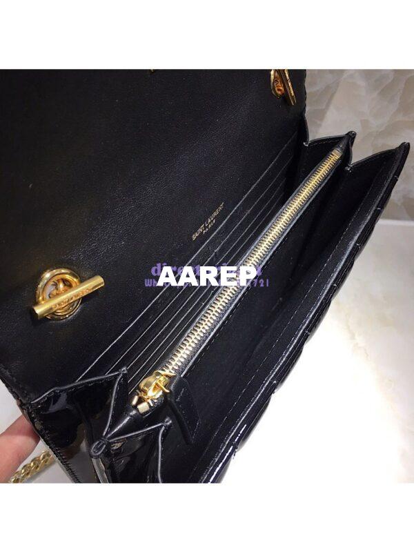 Replica Saint Laurent YSL Vicky Chain Wallet In Quilted Patent Leather 554125 Black 8