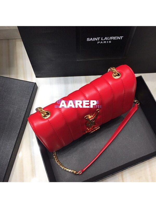 Replica Saint Laurent YSL Vicky Chain Wallet In Quilted Lambskin 554125 Red 5