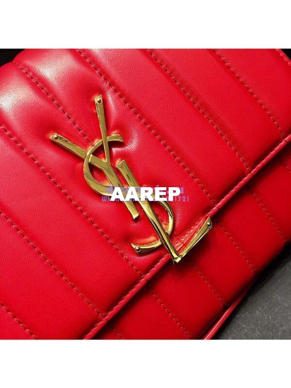 Replica Saint Laurent YSL Vicky Chain Wallet In Quilted Lambskin 554125 Red 7
