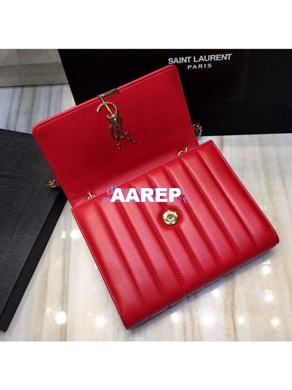 Replica Saint Laurent YSL Vicky Chain Wallet In Quilted Lambskin 554125 Red 8