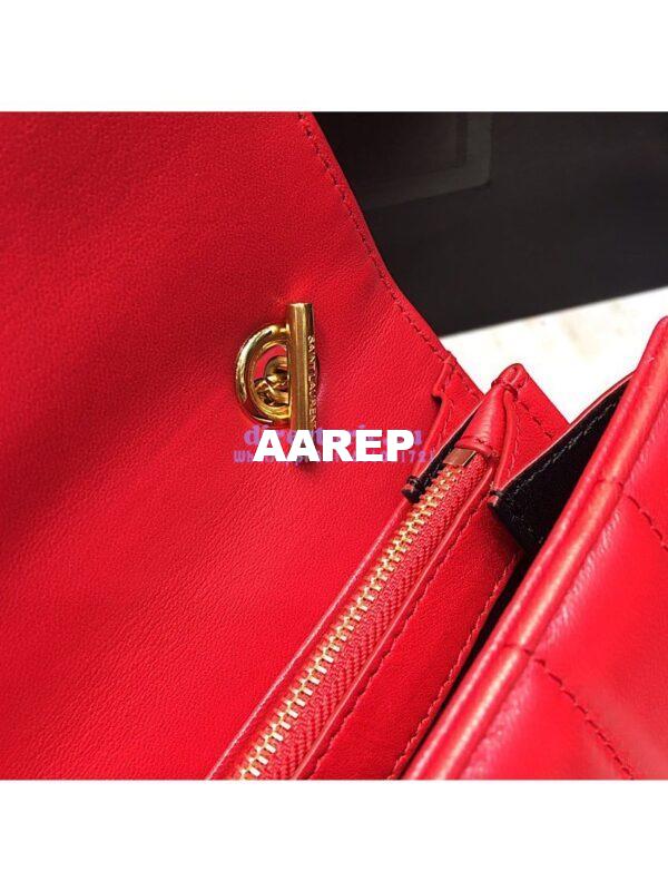 Replica Saint Laurent YSL Vicky Chain Wallet In Quilted Lambskin 554125 Red 9